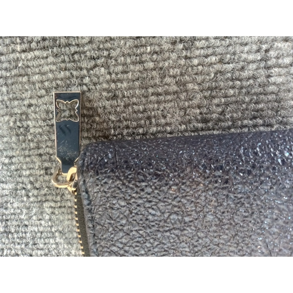 BCBGeneration Logo Zip Pouch Blue Glitter Designer Preppy NWOT - Picture 3 of 6